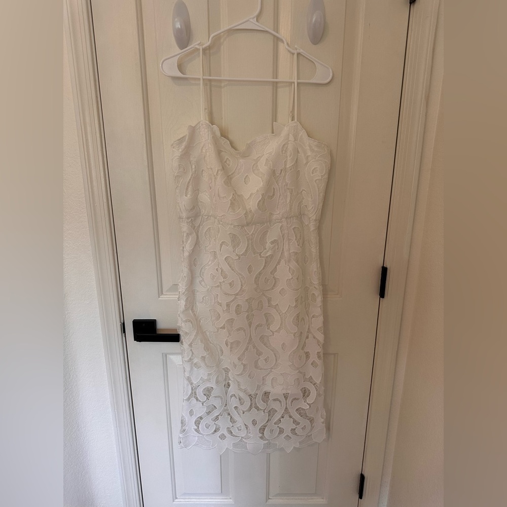 BARDOT LINA LACE SHEATH MIDI DRESS